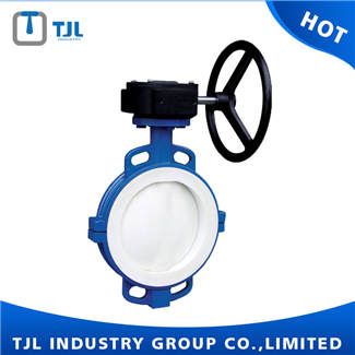 Wafer Type Butterfly Valve Dimensions PTFE Seated DN100 With Worm Gear