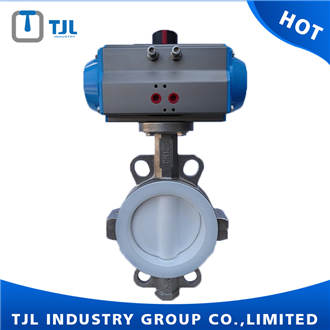 Pneumatic Stainless Steel Full lining PTFE Wafer Butterfly Valve