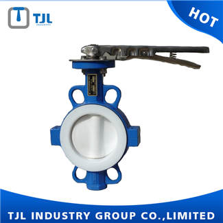 Wafer Type Butterfly Valve Dimensions PTFE Seated With Handle