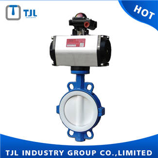 DIN PTFE Butterfly Valve 4 Inch With Pneumatic Actuator